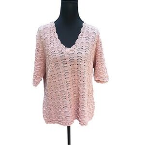 Fat Face Coral Pink Vienna Crochet Women's Top Size 12